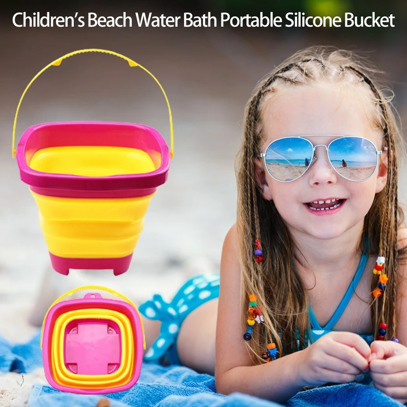 Collapsible Beach Bucket For Kids Foldable Sand And Snow Play Toy 2