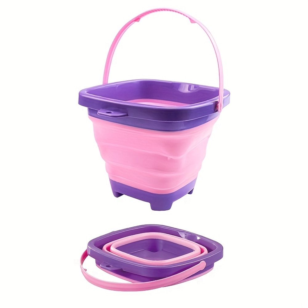 Collapsible Beach Bucket Set For Kids Pack Silicone Sand Buckets 5