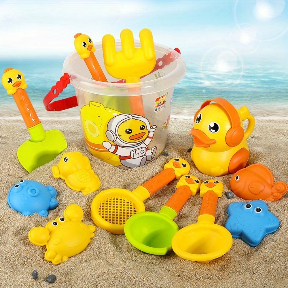 Kids Beach Toy Set with Bucket and Shovels Sand Castle Building Kit