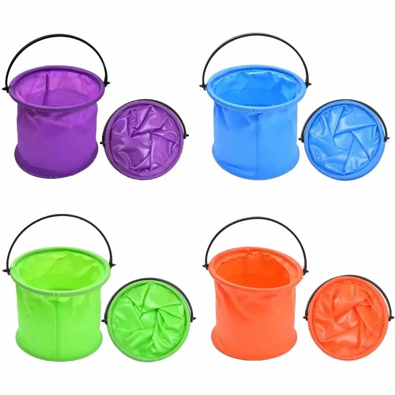 Collapsible Beach Bucket For Kids Portable Silicone Sand Toy For Travel 4
