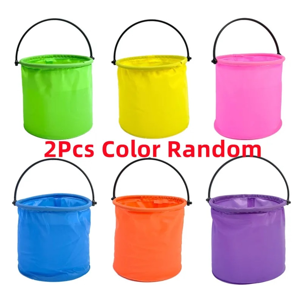 Collapsible Beach Bucket For Kids Foldable Sand Bucket Portable Beach Toy 5