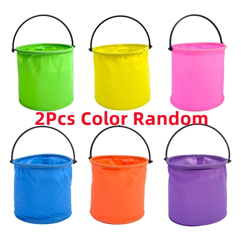 Collapsible Beach Bucket For Kids Foldable Sand Bucket Portable Beach Toy 5