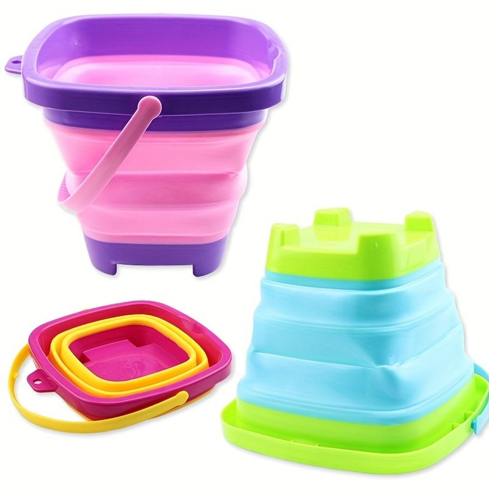 Collapsible Bucket 6763 Oz Silicone Sand Bucket Portable For Beach Camping Durable Plastic Foldabl 3