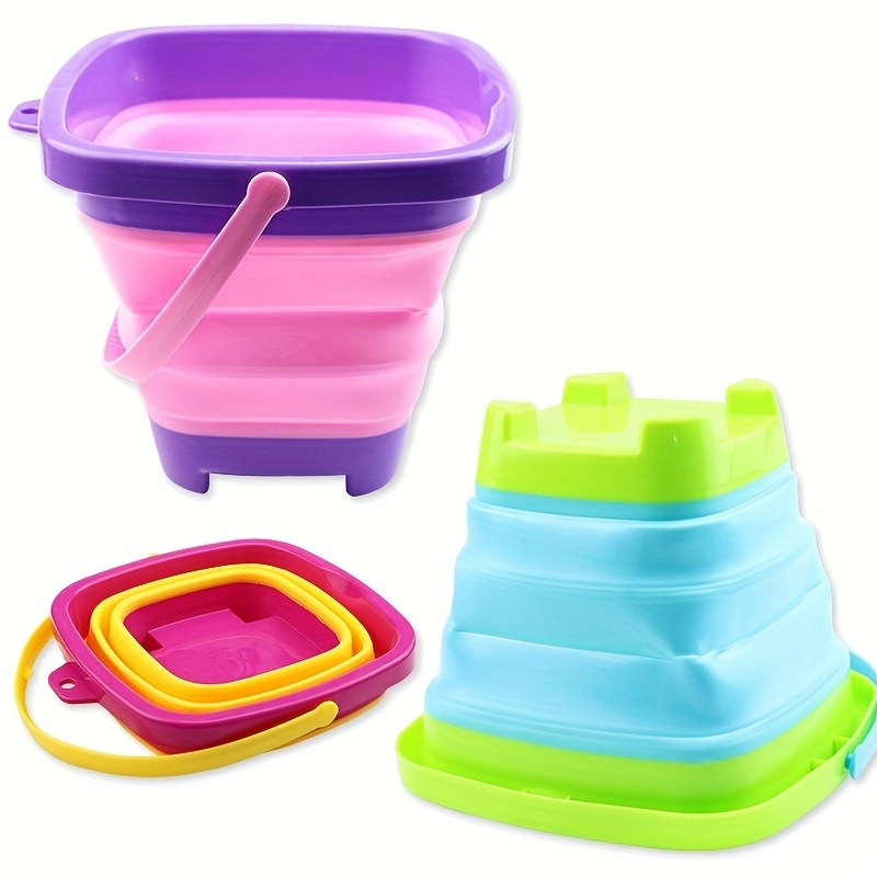 Collapsible Bucket 6763 Oz Silicone Sand Bucket Portable For Beach Camping Durable Plastic Foldabl 3