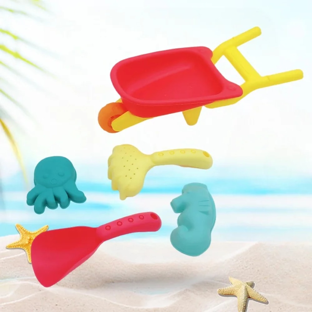 Kids Beach Sand Toy Set With Shovel And Molds For Sandbox And Snow Play 2