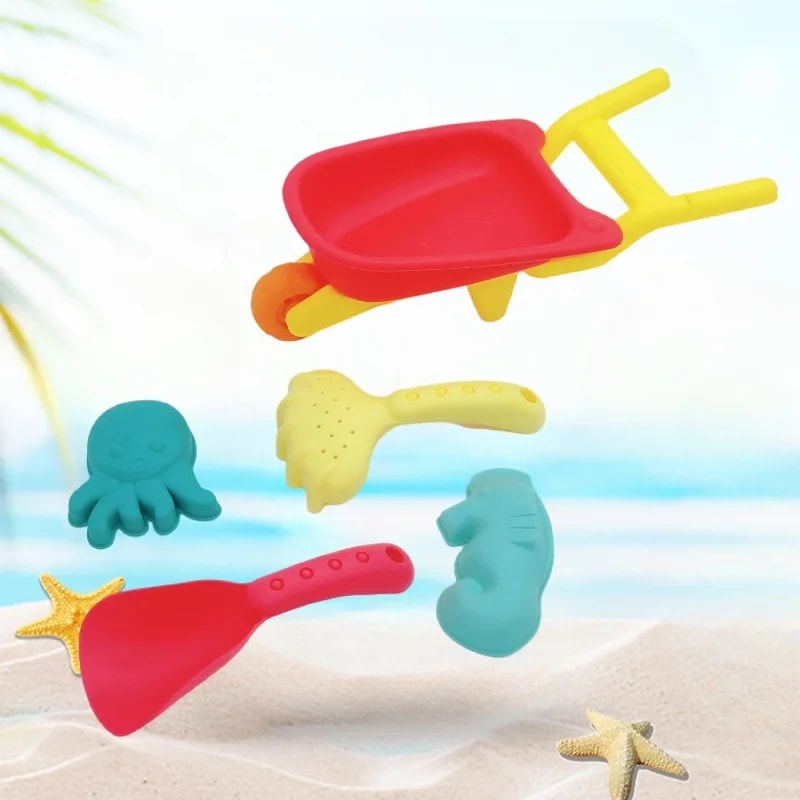 Kids Beach Sand Toy Set With Shovel And Molds For Sandbox And Snow Play 2
