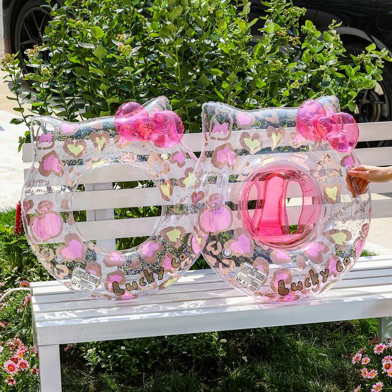 Leopard Cat Baby Swim Ring with Seat and Pocket for Toddlers