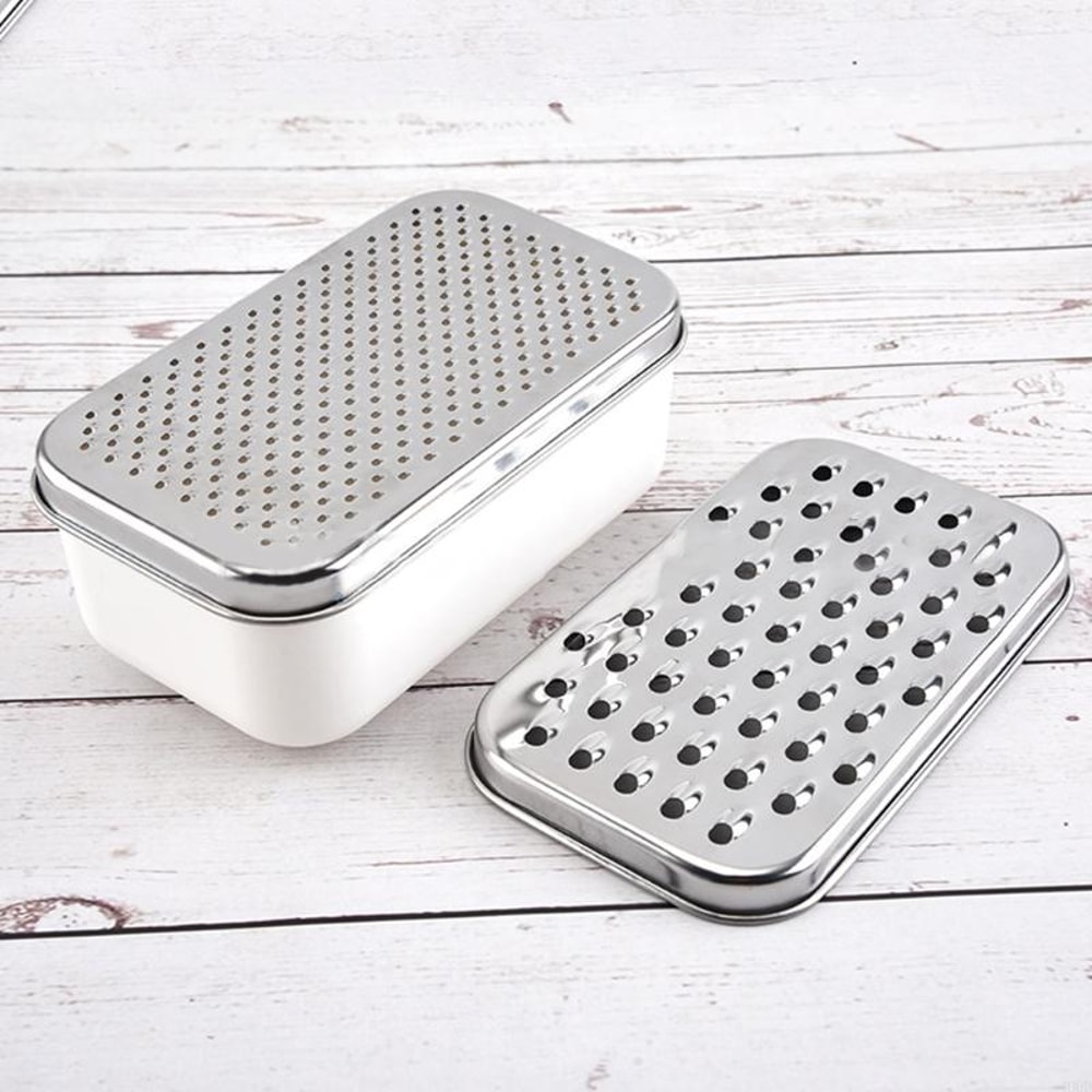 Stainless Steel Cheese Grater with Container Box Grater Vegetable Chopper
