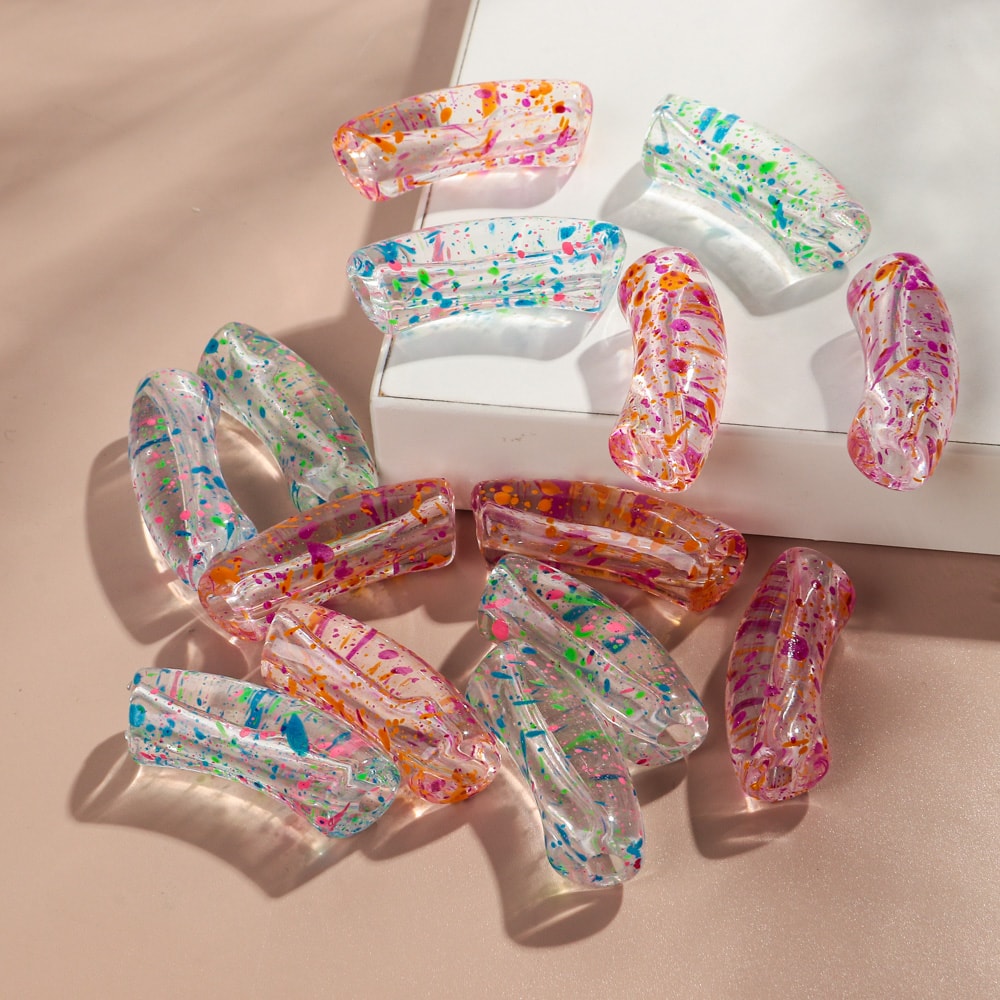 Colorful Acrylic Tube Beads For Bracelets Transparent Bamboo Beads For DIY Jewelry Making 2