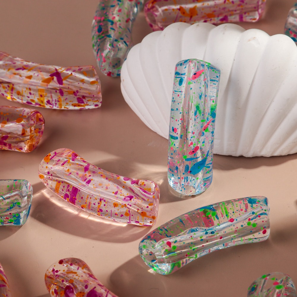 Colorful Acrylic Tube Beads For Bracelets Transparent Bamboo Beads For DIY Jewelry Making 3