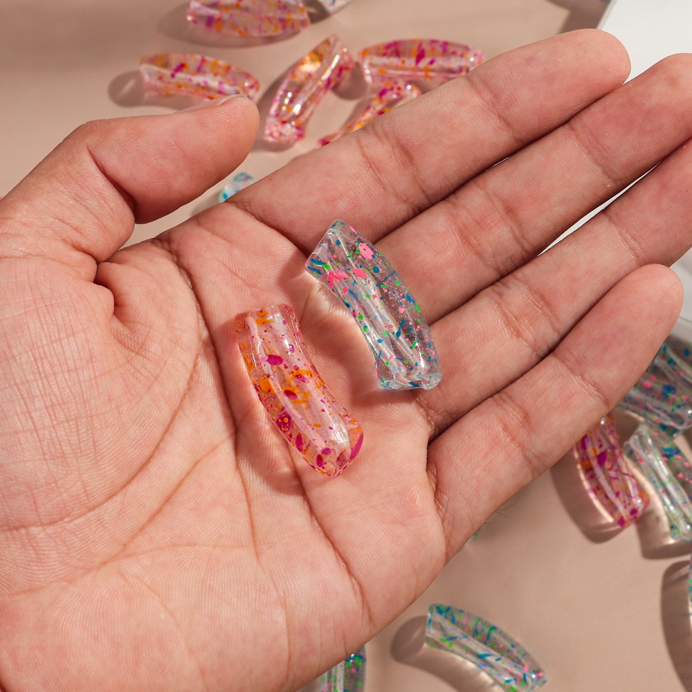 Colorful Acrylic Tube Beads For Bracelets Transparent Bamboo Beads For DIY Jewelry Making 4