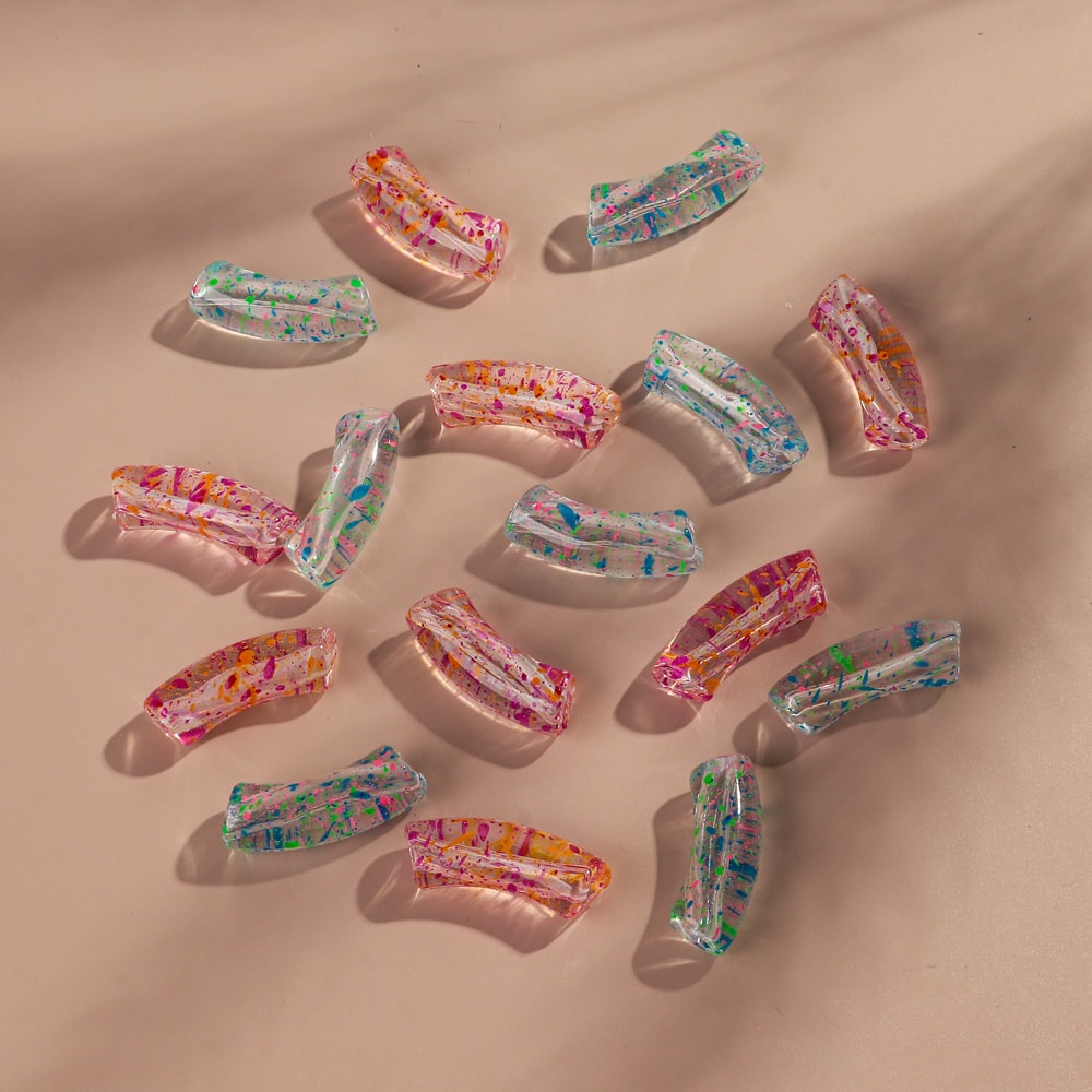 Colorful Acrylic Tube Beads For Bracelets Transparent Bamboo Beads For DIY Jewelry Making 6