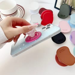 cute leather magsafe phone grip stand for wireless charging holder