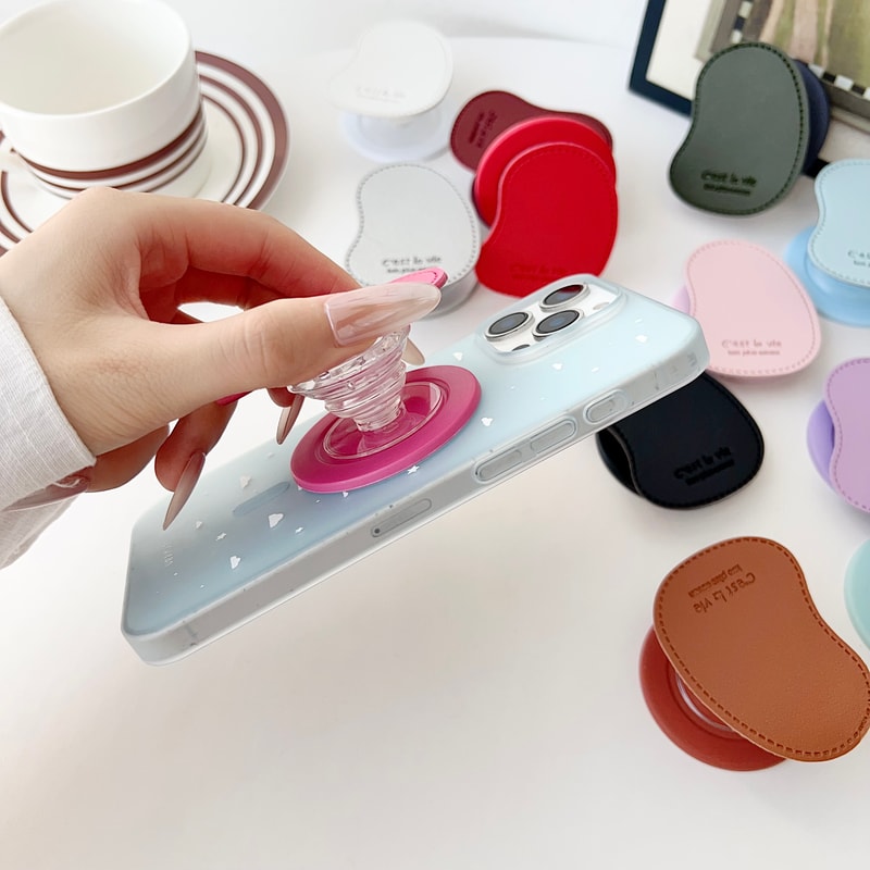 Cute Leather MagSafe Phone Grip Stand For Wireless Charging Holder 0