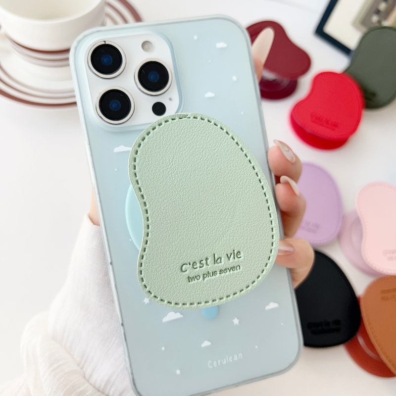 Cute Leather MagSafe Phone Grip Stand For Wireless Charging Holder 3