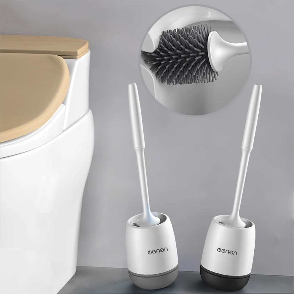 FlexClean Silicone Toilet Brush And Holder For Wall Mount Or Floor Stand 1