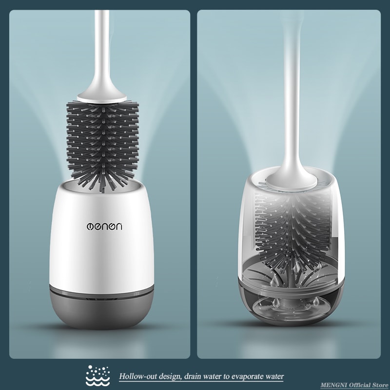 FlexClean Silicone Toilet Brush And Holder For Wall Mount Or Floor Stand 2