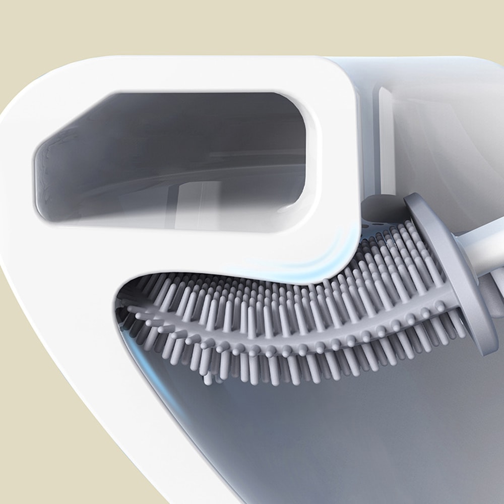 Compact Silicone Toilet Brush With Quick Dry Holder Flexible Bristles 2