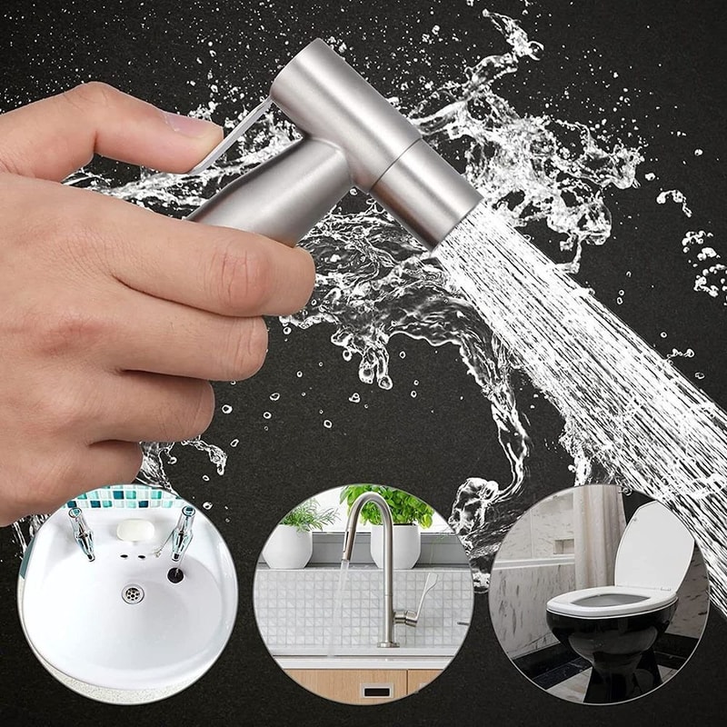 High Pressure Stainless Steel Bidet Sprayer for Toilet Hygienic Handheld Shower with Control