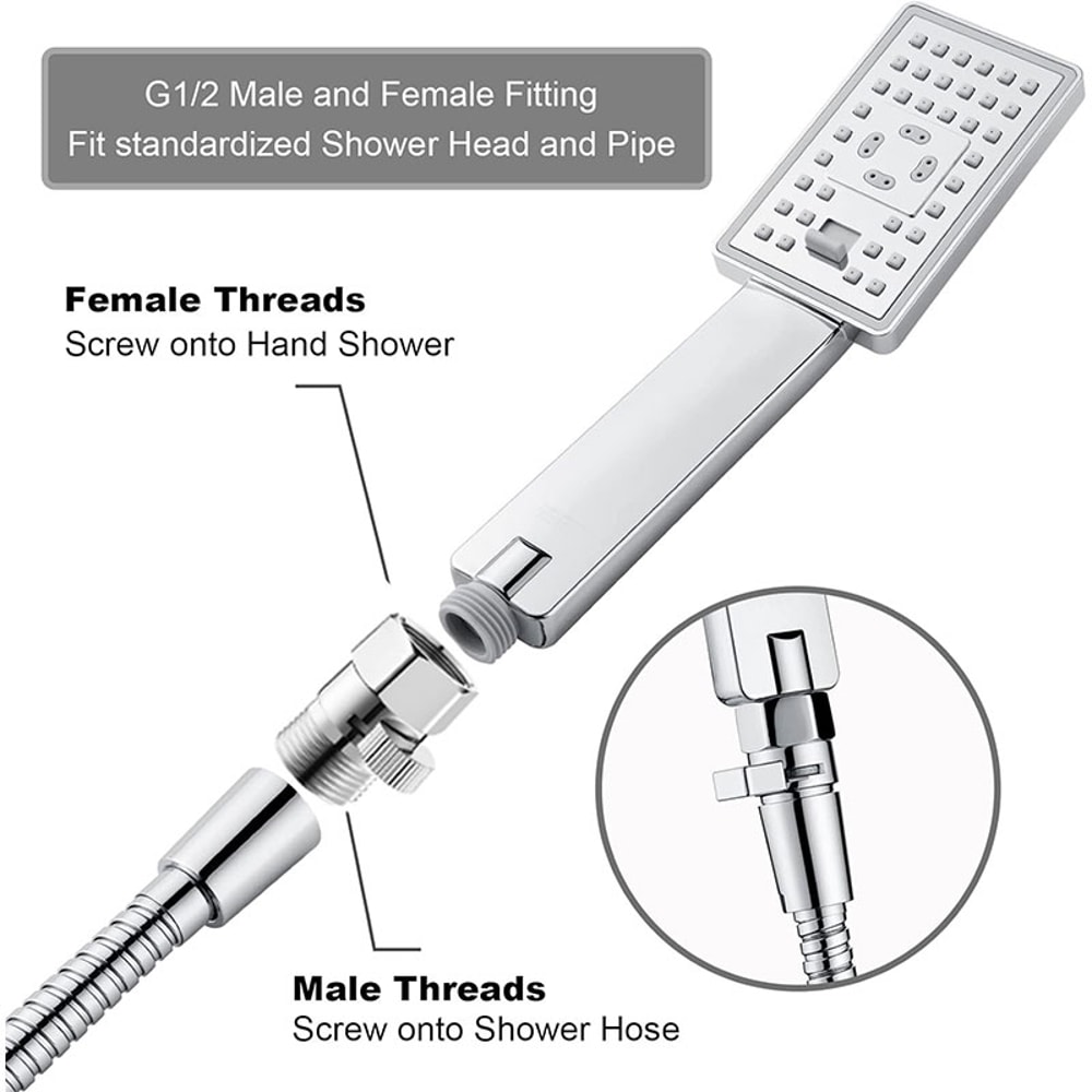 Dual Shower Head Combo With Shower Head Shut Off Valve Handheld Bidet Sprayer 3