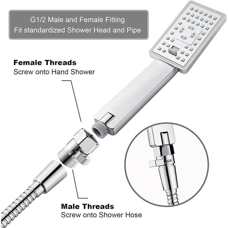 Dual Shower Head Combo With Shower Head Shut Off Valve Handheld Bidet Sprayer 3