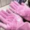 Silicone Dishwashing Gloves with Scrubbers Reusable Heat Resistant Cleaning Gloves