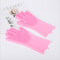 Silicone Dishwashing Gloves with Scrubbers Reusable Heat Resistant Cleaning Gloves