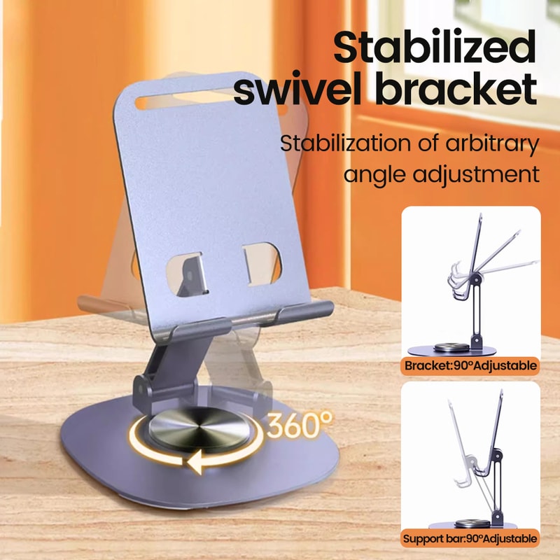 Rotating Phone Stand For Desk Adjustable Foldable Aluminum Holder 1