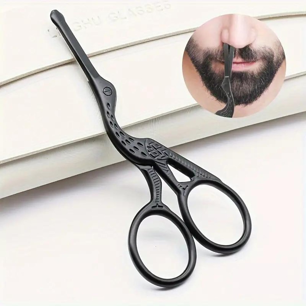 Stainless Steel Nose Hair Scissors with Rounded Tip for Eyebrows Ear Hair and Beard