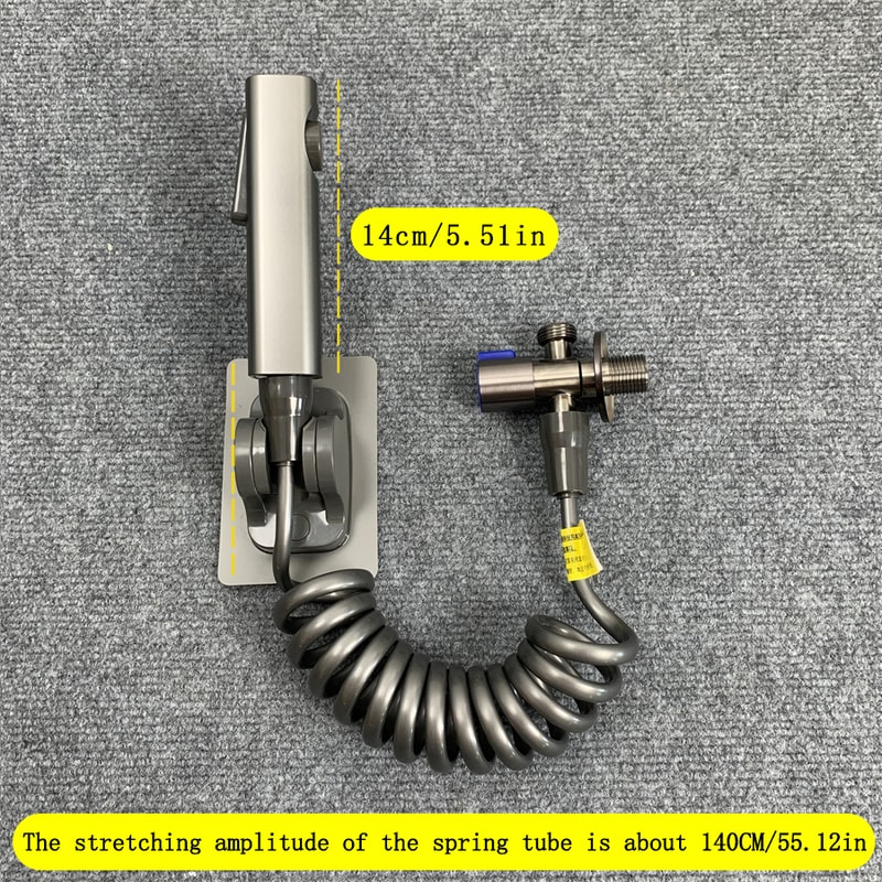 Gray Handheld Bidet Sprayer Set With Adjustable Pressure And No Drill Valve 0