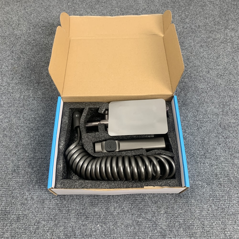 Gray Handheld Bidet Sprayer Set With Adjustable Pressure And No Drill Valve 4