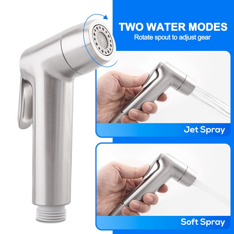 Handheld Bidet Sprayer For Toilet With Coiled Hose And Easy Press Trigger 0