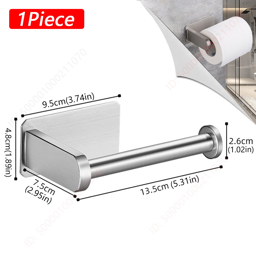 Waterproof Adhesive Toilet Paper Holder With Shelf Wall Mounted No Drill 5