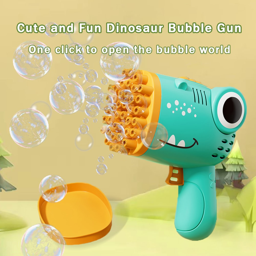 Hole Dinosaur Bubble Gun for Kids Electric Bubble Machine Toy