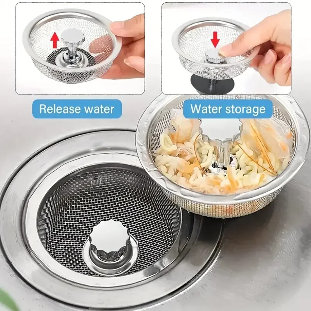 Kitchen Sink Strainer and Sink Stopper Stainless Steel Drain Basket Set