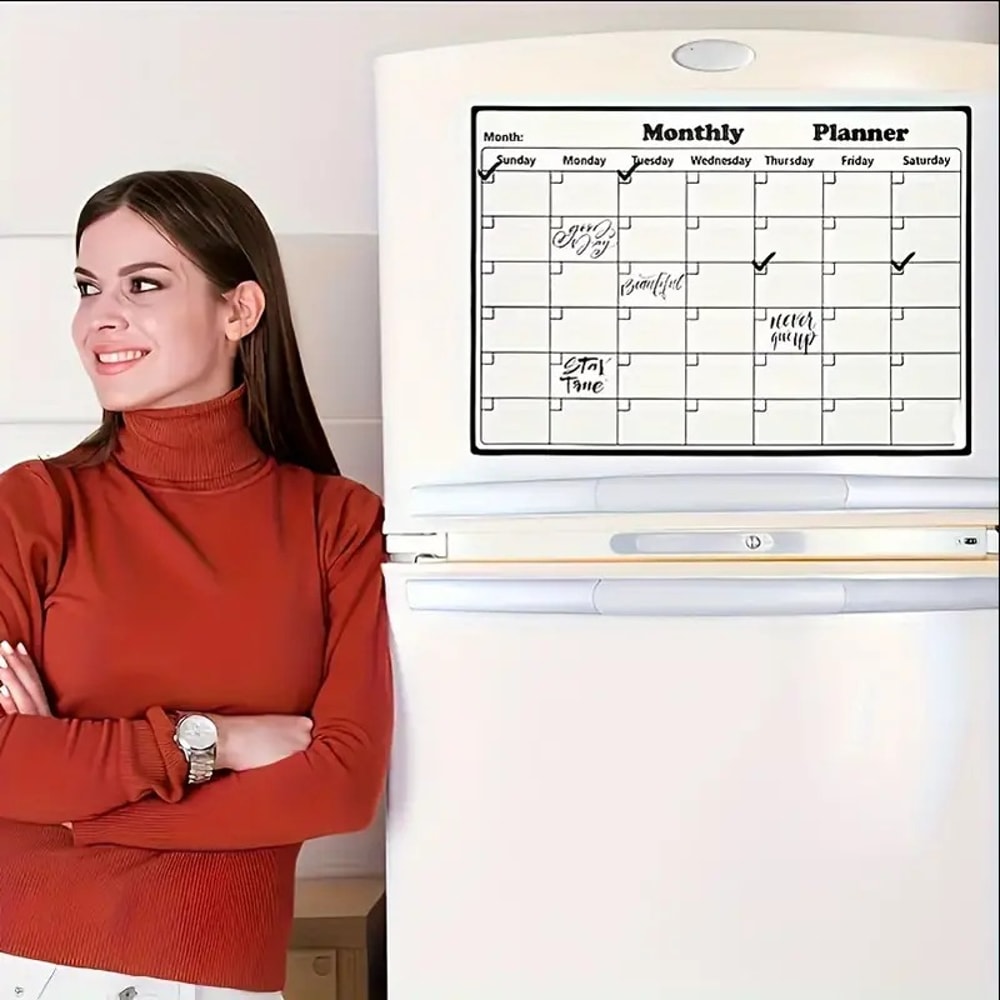 Magnetic Dry Erase Fridge Calendar Monthly Planner for Kitchen Organization