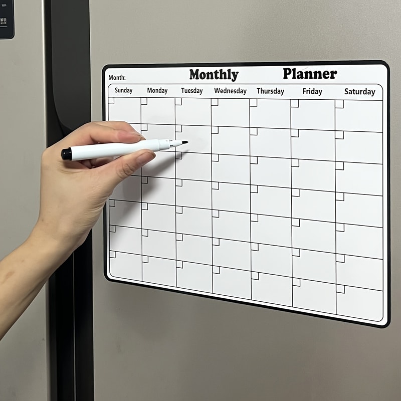 Magnetic Dry Erase Fridge Calendar Monthly Planner for Kitchen Organization