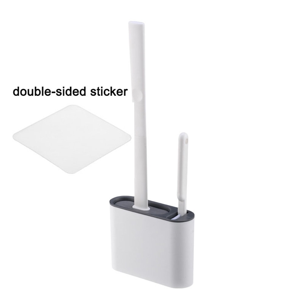 Silicone Toilet Brush With Holder Wall Mounted Long Handle Bathroom Cleaner 4