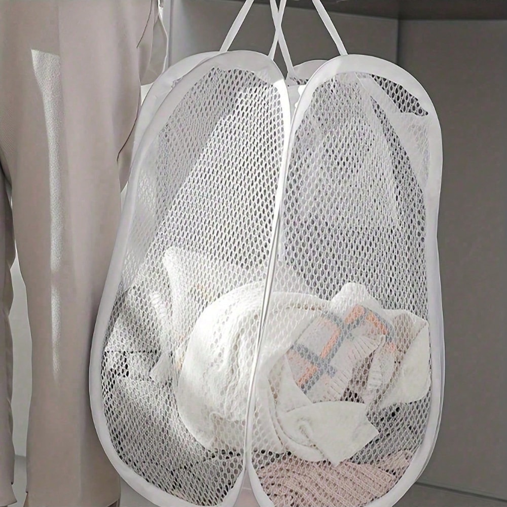 Pop Up Mesh Laundry Hamper Collapsible Laundry Basket for Dorm, Travel and Home