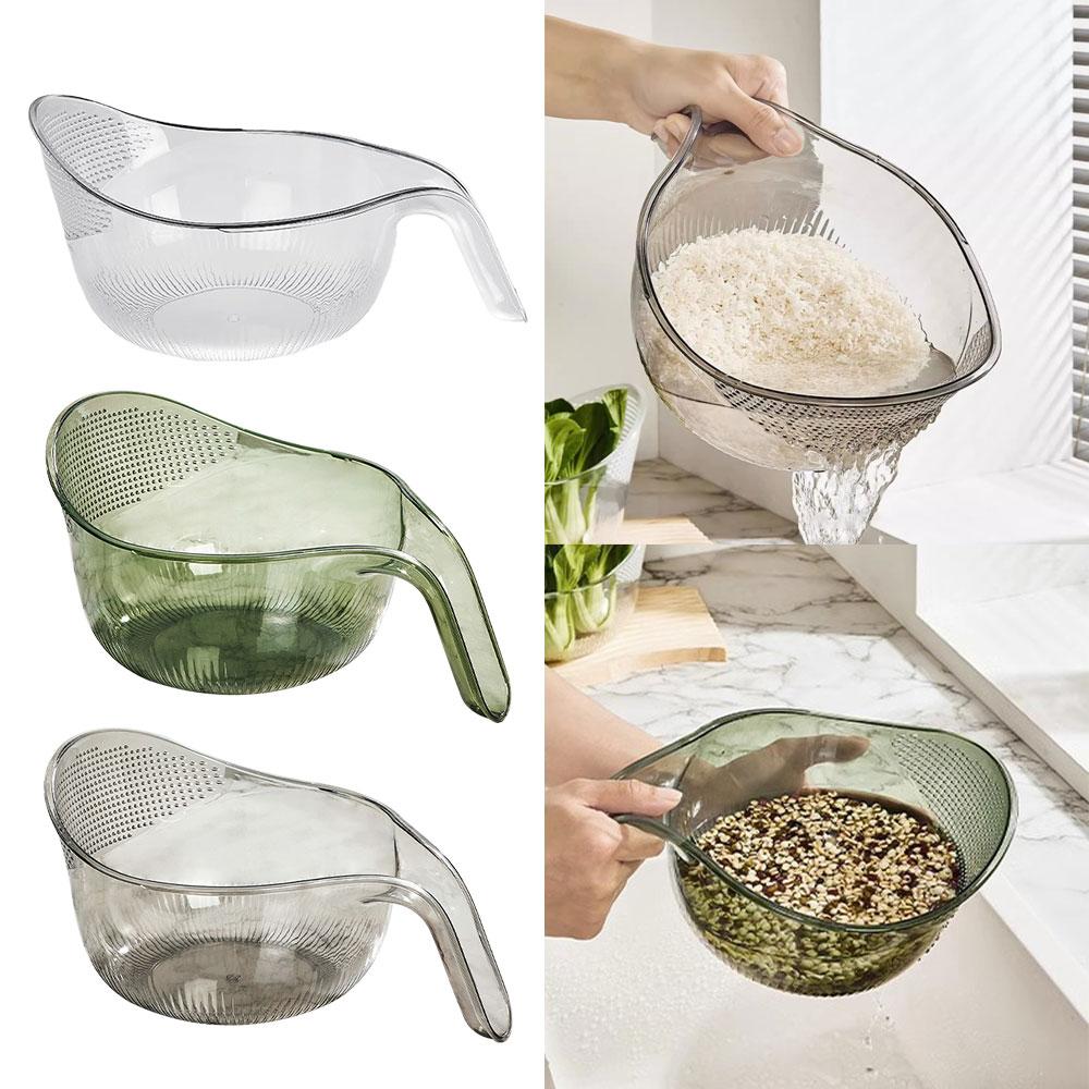 Quick Drain Rice Washing Bowl Plastic Colander for Rice, Fruit and Vegetables