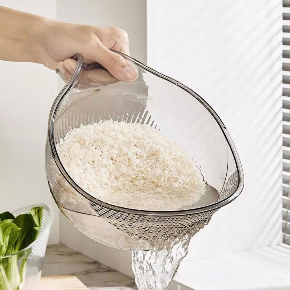 Quick Drain Rice Washing Bowl Plastic Colander for Rice, Fruit and Vegetables