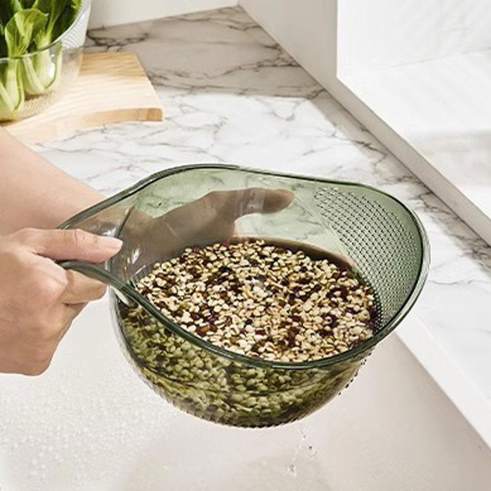 Quick Drain Rice Washing Bowl Plastic Colander for Rice, Fruit and Vegetables