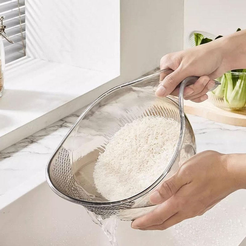 Quick Drain Rice Washing Bowl Plastic Colander for Rice, Fruit and Vegetables