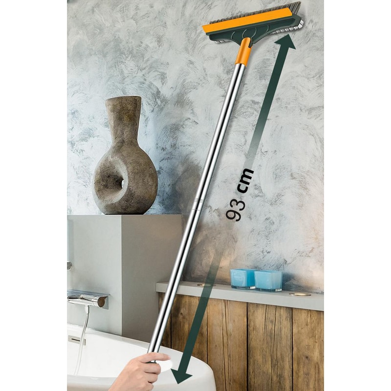 Floor Scrub Brush With Long Handle And Rotating Crevice Head 3