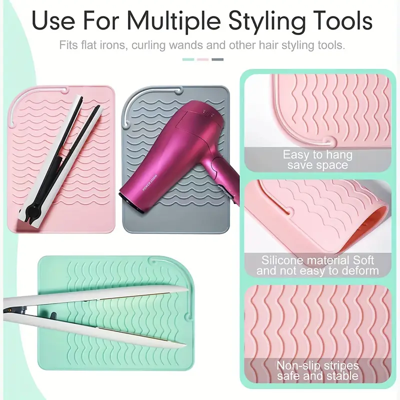 Large Silicone Heat Resistant Mat and Travel Pouch for Flat Iron and Curling Iron