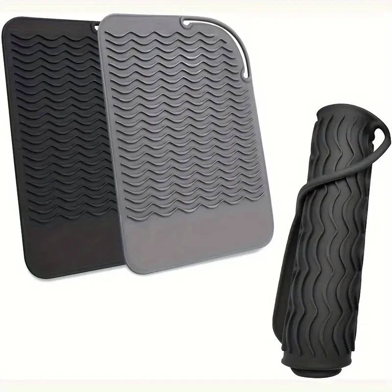 Large Silicone Heat Resistant Mat and Travel Pouch for Flat Iron and Curling Iron