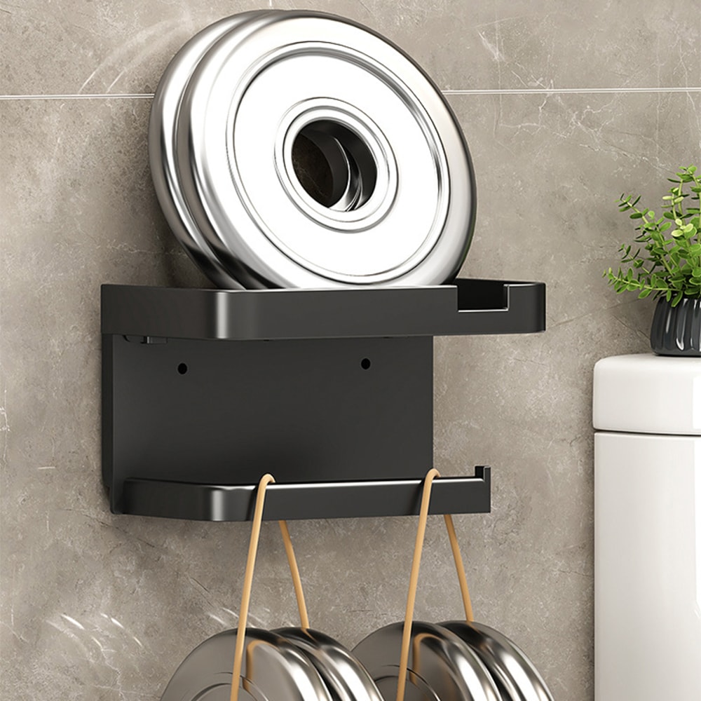 Wall Mounted Toilet Paper Holder With Shelf And Phone Storage 1