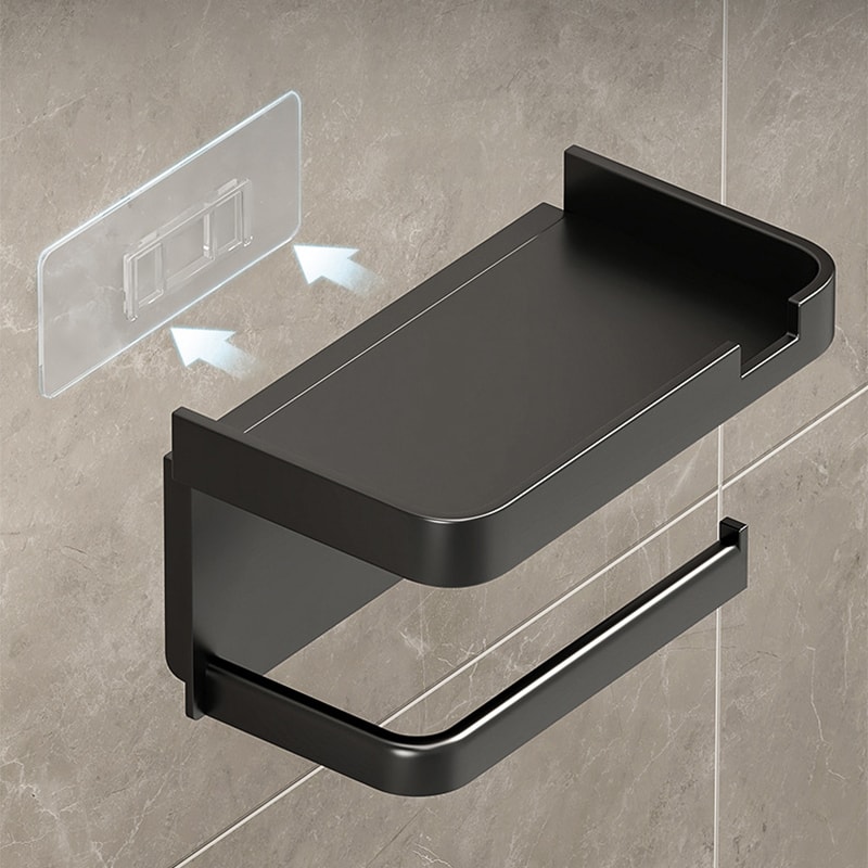 Wall Mounted Toilet Paper Holder With Shelf And Phone Storage 3