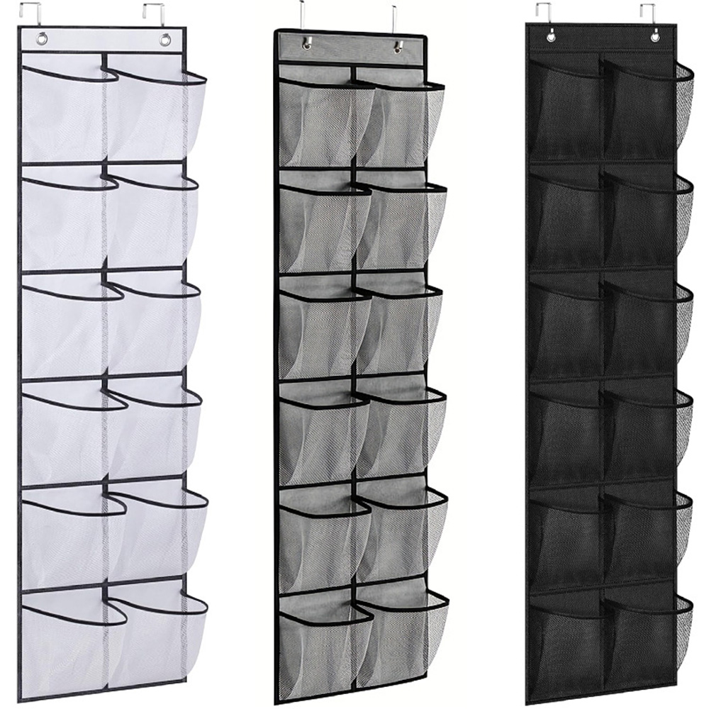 Pocket Over The Door Shoe Organizer With Clear Mesh Storage For Shoes Accessories And Small Spaces 0
