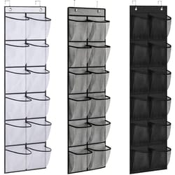 pocket over the door shoe organizer with clear mesh storage for shoes, accessories and small spaces